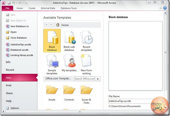 ایجاد یک پایگاه داده خالی در اکسس Access ایجاد-یک-پایگاه-داده-خالی-در-اکسس-ایجاد-پایگاه-داده-با-استفاده-از-یک-الگو-شروع-کار-با-MicroSoft-Office-Access-پایگاه-داده-ای-خالی-Blank-Database-صفحه-شروع-کار-با-MicroSoft-Office-Access-شروع-کار-با-اکسس-روی-Blank-Database-دیتابیس-نمونه-اکسس-جهت-سایت