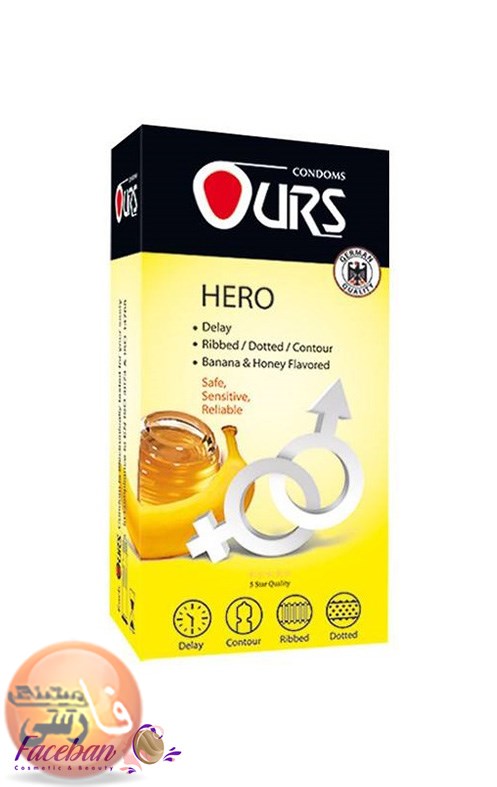 کاندوم تاخيري اورز OURS مدل Hero بسته 12 عددي فروشگاه فارسی میتینگ کاندوم تاخيري اورز OURS مدل Hero بسته 12 عددي کاندوم تاخيري اورز کاندوم ours رفع مشکل انزال زودرس روان کننده کاندوم ميوه اي هیرو