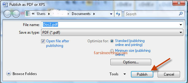 Publish PDF-ذخیره ورد به پی دی اف-save to pdf-سیو به فایل پی دی اف-Convert to PDF